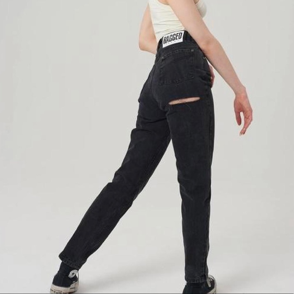 High Waisted Butt Cut Mom Jeans by Ragged Priest
